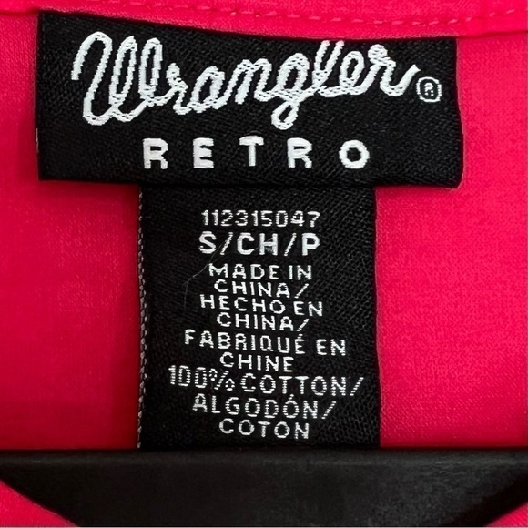 NWT Wrangler Hot Pink Retro Woven Embroidered Sleeveless Top Tank Size Small - Picture 7 of 8